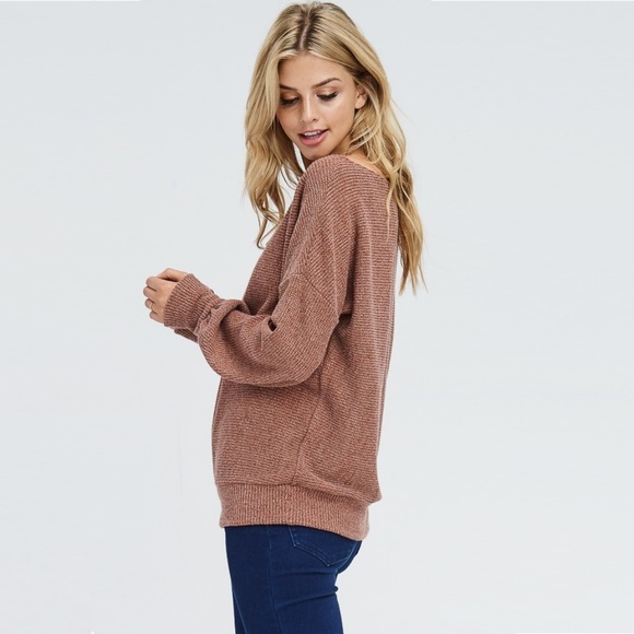 Brick Boat Neck Knit Sweater - Picture 2 of 8